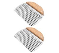 RELKLYU 2 Pezzi Cutter Ondulato in Acciaio Inossidabile, Manico in Legno Comodo, Fette Ondulate di Patate, Utensili da Cucina Riutilizzabili E Multifunzione.