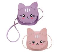 RELKLYU 2 Pezzi Di Borsa A Tracolla Di Gatto, Simpatica Borsa Da Cartone Animato, Borsa A Tracolla, Mini Borsa (Rosa, Viola).