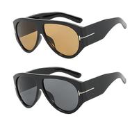 RELKLYU 2 Pezzi Di Occhiali Da Sole Alla Moda, Occhiali Da Sole Semplici E Retrò, Occhiali Alla Moda E Personalizzati, Universali per Uomini E Donne, Decorazioni Abbigliati