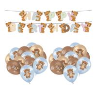 RELKLYU 24 Pezzi di Palloncini per Motivi di Orso E 1 Pezzo di Bandiera Che Tira, Forniture per Feste di Compleanno per Bambini, Palloncini Carntici Carti, Arrangiamento per Le Scene.