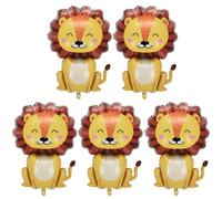 RELKLYU 5 Pezzi di Palloncini in Alluminio Leone, Forma Animale, Disposizione del Partito A Tema Giungla, Possono Essere Riempiti con Elio.