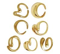 RELKLYU 7 Pezzi di Elei Anelli in Metallo, Anelli di Design Irregolare, Gioielli Personalizzati retrò, Anelli Impilabili.