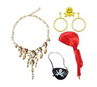 RELKLYU Banca da 1 Pezzi, Maschera per Occhi da 1 Pezzi, 1 Paio di Orecchini, Collana da 1 Pezzi E Anello da 1 Pezzo, Accessori per Costumi di Pirata, Oggetti di Ruolo.