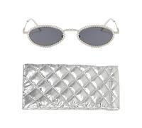 RELKLYU Occhiali Ovali Retrò Da 1 Pezzo E Borsa Da 1 Pezzi, Occhiali Da Sole Da Donna, Accessori Per Abbigliamento Per Feste.