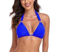 RELLECIGA Costume Donna Reggiseno Bikini Top Classico a Triangolo con Gioielli Dorati Royal Blu L