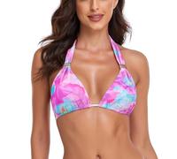 RELLECIGA Costume Donna Reggiseno Bikini Top Classico a Triangolo con Gioielli Dorati Water Lily M