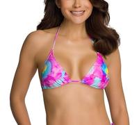 RELLECIGA Costume Donna Reggiseno Bikini Top Classico a Triangolo Water Lily S