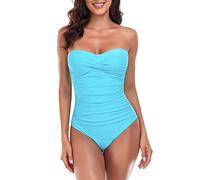 RELLECIGA Costume Intero da Donna Senza Spalline, Cielo Blu, 3XL
