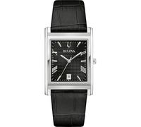 Bulova Orologio uomo Classic 96B445 Rectangle Solo Tempo acciaio pelle nera