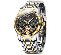 Reloj automático para hombre OLEVS de la marca de cuerda automática mecánico de lujo vestido reloj de pulsera fase lunar impermeable calendario luminoso relojes de acero inoxidable regalo