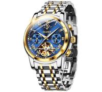 Reloj automático para hombre OLEVS de la marca de cuerda automática mecánico de lujo vestido reloj de pulsera fase lunar impermeable calendario luminoso relojes de acero inoxidable regalo