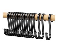 Relota 15 pezzi Ganci a S, Gancio a S Nero in Alluminio Anti Ruggine Gancio per Pentole e Padelle Sospese Vestiti, Ganci a Forma di S in Metallo per Bagno, Camera da Letto, Ufficio