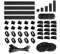 Relota 156 pezzi Kit Organizzatore Cavi, 5 Autoadesivo Clip Cavo 4 Manicotti per Cavi 35 Fermacavi 100 Fascette Stringicavo 2 rotoli Cinghie Autoadesive 10 Fascette Cable Management Kit