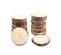 Relota 18 pezzi Dischi Legno Grezzo da Decorare Diametro 5-6cm Dischetti Legno Grezzo con Corteccia Senza Fori per Pirografo, Decorativi Natale