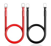 Relota 2 Pezzi 50cm Cavi Batteria Auto 16mm², 5AWG Professionali Rosso e Nero Cavo Inverter con Terminali ad Anello Filo di Rame per Alimentazione e Trazione, Camion, Moto, Solare, Camper, Marina