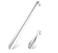 Relota 2 pezzi Calzascarpe (16cm/42cm), Calzante Lungo Metallo con Occhiello per Appendere Adatto a Tutti Tipi di Scarpe, Shoehorn Portatile per Viaggiare - Uomo, Donna, Bambino, Anziano