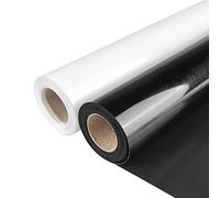 Relota 2 rotolo Vinile Termoadesivo per Tessuti, Termovinile per Tessuti 30.5cm × 4m, Facile da Tagliare e Sarchiare, Vinile Adesivo per T-Shirt, Abbigliamento, Regali Fai Da Te, Cappelli(Nero+Bianco)