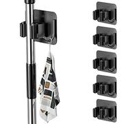 Relota 6 Pezzi Porta Scope Parete Senza Foratura, Portascope da Muro Appendibile, Appendi Scope 304 Acciaio Inossidabile, Portaspazzole Autoadesiv per Cucina, Armadio, Bagno, Garage, Giardino, Nero