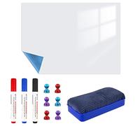 Relota Lavagna Magnetica Frigo 50 X 100 cm, Adesiva Lavagna Bianca Cancellabile a Secco con 4 Pennarelli, 1 Gomma, 6 Magneti, Frigorifero Lavagna Flessibile, Whiteboard per Domestiche, Aule e Uffici