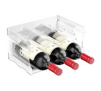 Relota Set di 2 Portabottiglie in Plastica per Vino e Acqua, Impilabile Verticale per Frigorifero, Contiene 6 Bottiglie, per Armadi, Soggiorno, Cucina