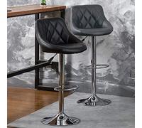 RELOVE 2 Sgabello da Bar Moderno Girevole Sedia Cucina Alta con Schienale Quadrato Poggiapiedi Senza Braccioli Altezza Regolabile in Similpelle 2Pezzo-PU-grigio