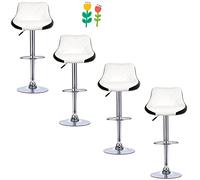 RELOVE 4 Coppia Sgabelli da Bar Moderni Girevoli Sedia Cucina Alta con Schienale Senza Braccioli Altezza Regolabile in Ecopelle-PU (bianco + nero)