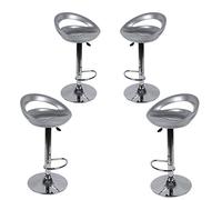 RELOVE 4x Sgabelli da bar in plastica regolabile in altezza con schienale girevole design elegante selezione, materiale:plastica-Grigio chiaro -4pc