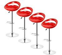 RELOVE 4x Sgabelli da bar in plastica regolabile in altezza con schienale girevole design elegante selezione, materiale:plastica-Rosso -2pc