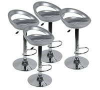 RELOVE 4x Sgabelli da bar in plastica regolabile in altezza con schienale girevole design elegante selezione, materiale:plastica-Grigio chiaro -4pc