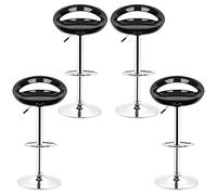 RELOVE 4x Sgabelli da bar in plastica regolabile in altezza con schienale girevole design elegante selezione, materiale:plastica-Nero -4pc
