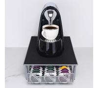 RELOVE Cassetto per capsule di caffè, porta cialde da caffè con piedini in gomma antiscivolo, compatibile con Dolce Gusto o Vertuo, supporto potente contenere impilabili, 28 x 42 x 9,5 cm, nero
