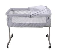 RELOVE Culla pieghevole per bambini, culla con zanzariera, culla da viaggio, fornita con una borsa per culla, ombrello 3 in 1 + zanzariera e borsa per il trasporto grigio (96 x 57 x 77 cm, grigio)