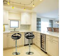 RELOVE Pack 2 sgabelli con Base in Cromo e Seduta Rotonda, ABS，Sgabelli Bar Cucina Design Moderno Base in Acciaio-Nero -2pc