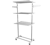 RELOVE Stendibiancheria pieghevole, asciugatrice per vestiti, portatile, grande essiccatore per biancheria, pieghevole, a 3 livelli, salvaspazio, asciugatrice per vestiti (75 * 44 * 158cm - Bianco)