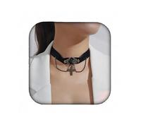 RELOVET Collana girocollo in velluto nero con ciondolo a forma di croce, stile gotico, steampunk, vintage, per donne, Halloween, festival