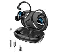 Relxhome NE81 - Cuffie auricolari Dual Mode in-ear senza fili Bluetooth 6.0 + cavo con cavo Type-C, scheda audio con 6 effetti, modalità ANC e gioco, batteria da 50 ore, gancio per le orecchie, ideale