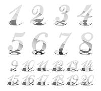 Rely2016 - Numeri da tavolo a specchio, 1-20 numeri da tavolo con supporto base in acrilico, segnaposto, decorazione per matrimoni, banchetti di compleanno, eventi catering (argento)