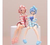 Rem e Ram Figura Statua Figura Modello Remu e Ramu Posizione Seduta Scultura Decorazione Desktop Regalo di Natale di Compleanno per Ragazzi Ragazze