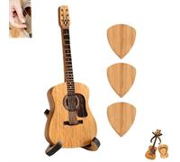 Remarkdo - Scatola per plettri in legno per chitarra acustica, con 3 plettri G-uitar, W-ooden G-uitar P-ick B-ox con supporto, mini contenitore B-ox, G-uitar B-ox per amanti del basso elettrico
