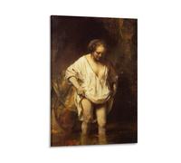 Rembrandt Harmenszoon Van Rijn-Hendrickje che fa il bagno in un fiume (1654) decorazione per la casa poster da parete stampa decorativa Pa