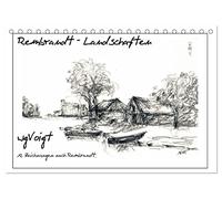 Rembrandt Landschaften wgVoigt (Tischkalender 2026 DIN A5 quer), CALVENDO Monatskalender: Meine Landschaftszeichnungen nach Rembrandt lenken den Blick auf den "Alten Meister", den ich liebe.