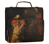 Rembrandt Prints Return Prodigal Son - Raccoglitore con cerniera da 3,8 cm, 3 anelli, con tracolla, per la scuola, con manico