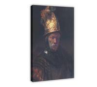 Rembrandt Stampa artistica da parete su tela, motivo: Cerchio dell'uomo con il casco d'oro, per camera di ragazzi e ragazzi, stampa artistica su tela, 40 x 60 cm