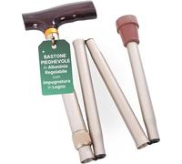 REMEDIA ONE Bastone per Anziani Pieghevole in Alluminio Anodizzato, Bronzo | Bastone da Passeggio Regolabile in Altezza 77,5-87,5 cm, Modello Corto, Impugnatura in Legno