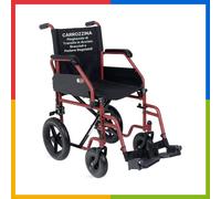 REMEDIA ONE Carrozzina Pieghevole da Transito Acciaio Rossa Seduta 43/45 cm