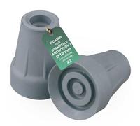 REMEDIA ONE - Puntali Antiscivolo Grigi Ø 18 mm per Stampelle in Alluminio Anodizzato - 2 Pezzi - Compatibili Universale