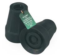 REMEDIA ONE - Puntali Antiscivolo Neri Ø 18 mm per Stampelle in Alluminio Anodizzato - 2 Pezzi - Compatibili Universale