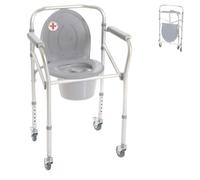 REMEDIA ONE Rialzo WC per Anziani 4 in 1 Pieghevole con 4 Ruote