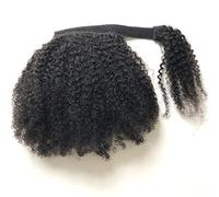 RemeeHi Extension a coda di cavallo in veri capelli umani da avvolgere intorno a coda di cavallo afro crespo riccio coda di cavallo nero naturale 35,6 cm