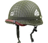 REMEK Elmetto Acciaio M1 WW II Americano, Elmetto US WW2 con Rete/Tela Sottogola tattico Militare Equipaggiamento Tedesco
